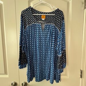 Ruby Rd. Black and Blue Print Top